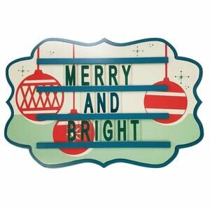NEW Allen + Roth 21" x 13.875" MDF Merry and Bright Art Wall Decor WOOD